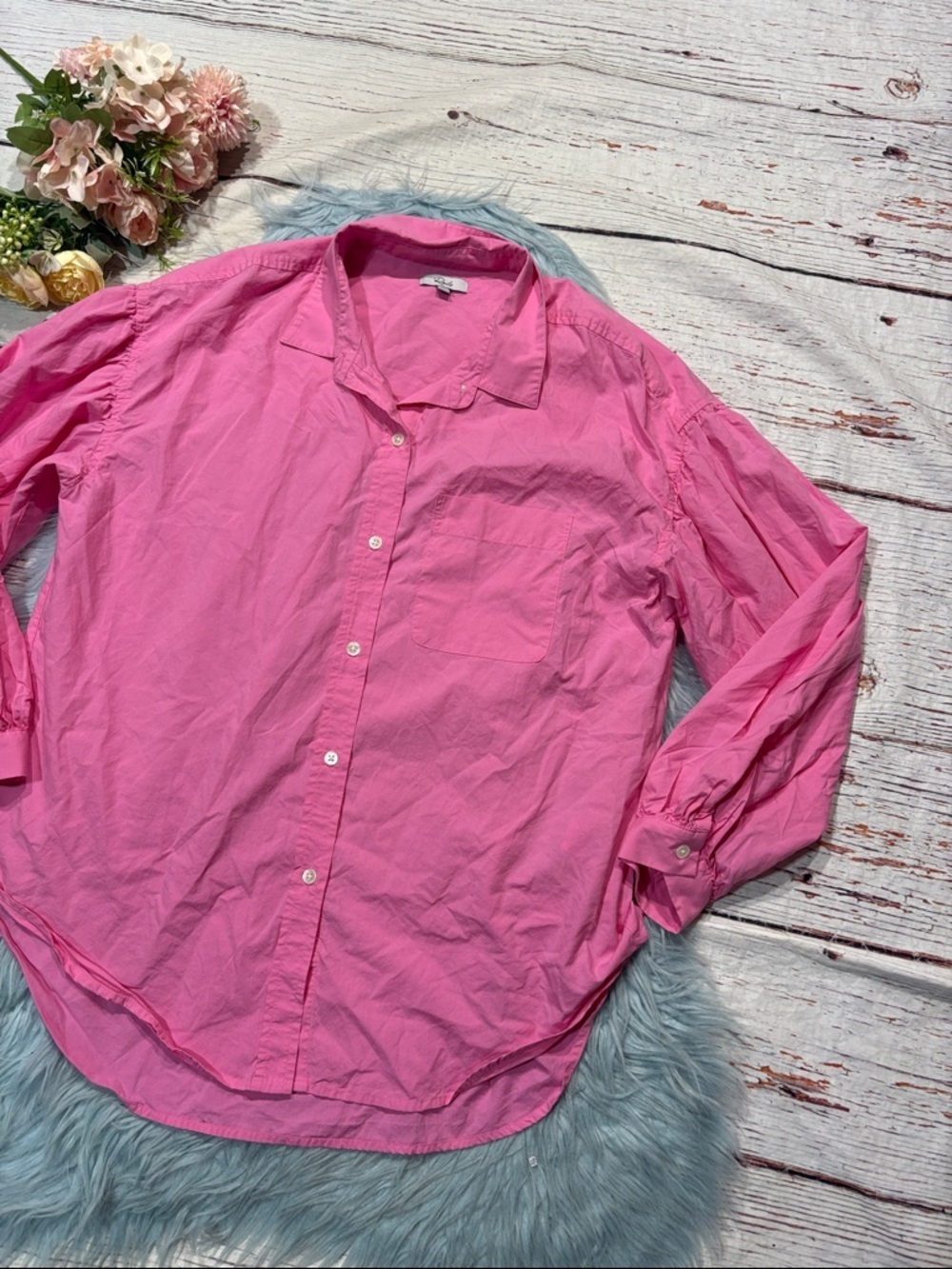 rails janae hot pink button front poplin blouse - Picture 5 of 9